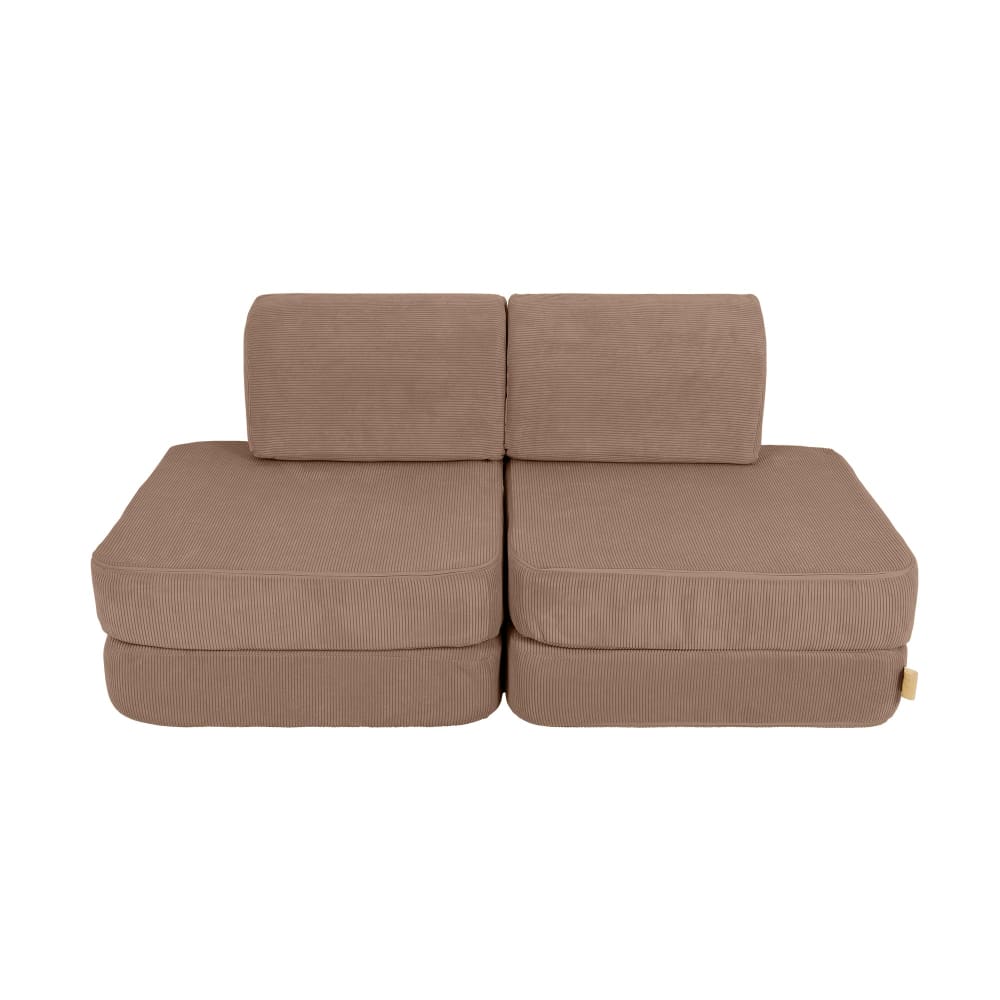 Canapé enfant 4 modules 120 cm velours côtelé fin, marron