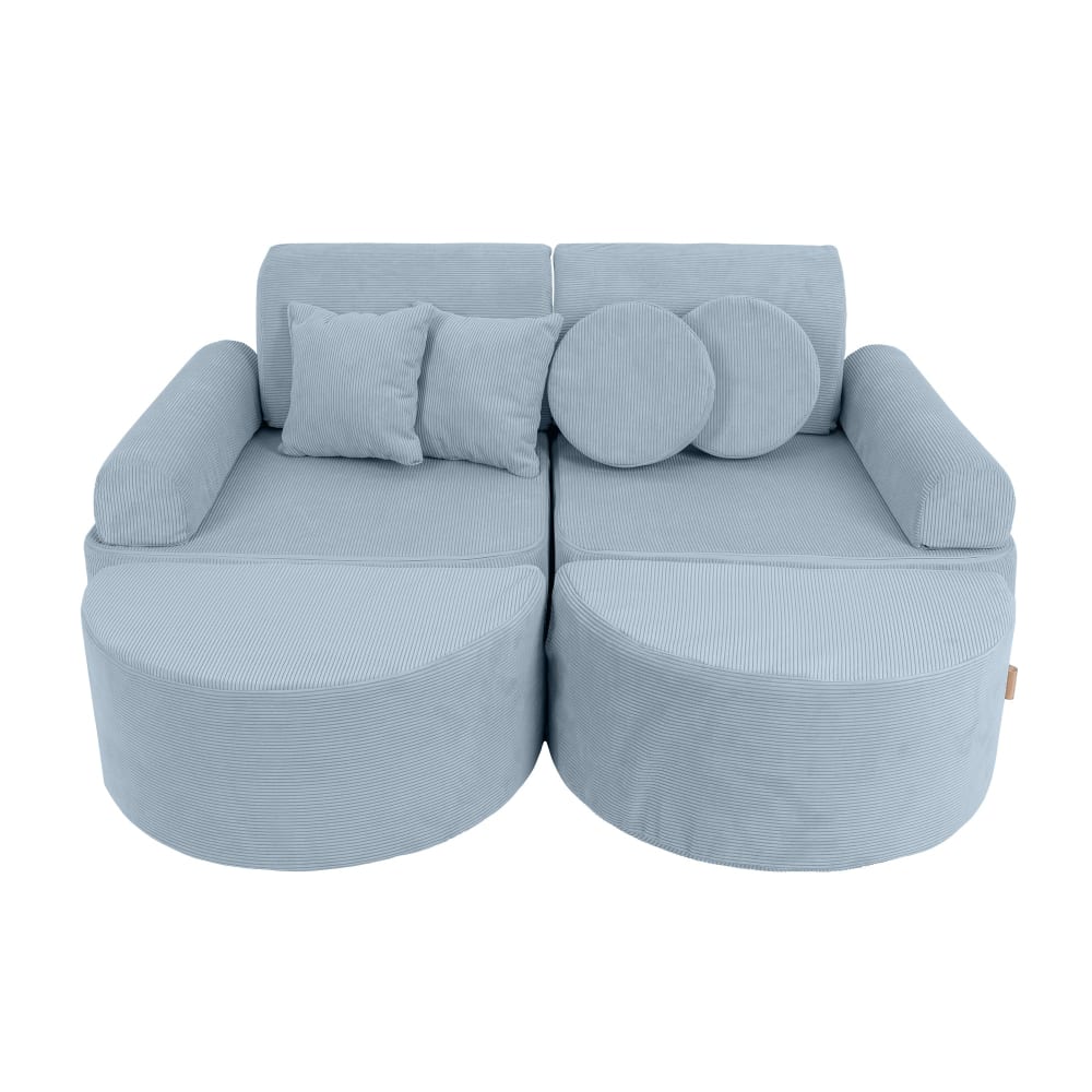 Canapé enfant 12 modules 120 cm velours côtelé fin, bleu