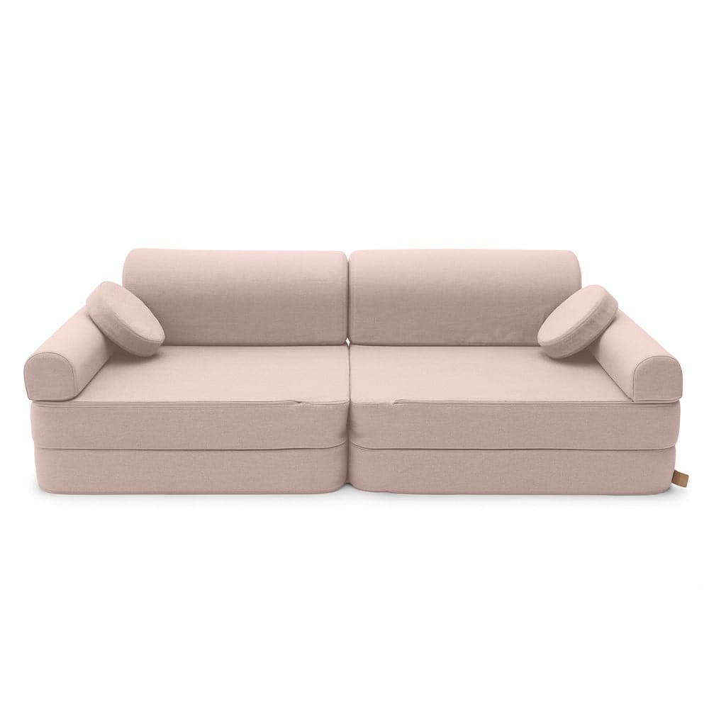 Canapé modulable enfant 160 cm en toile déperlante uv, vieux rose