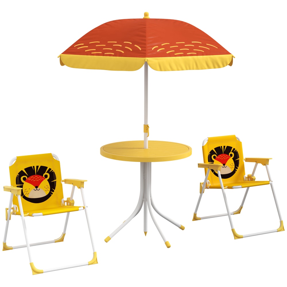 Salon de jardin enfant 4 pièces motif du lion jaune