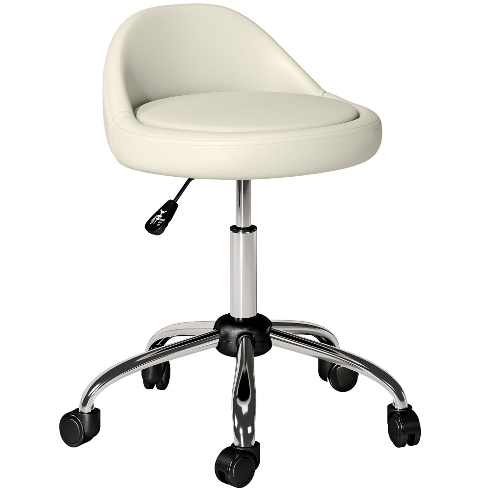Tabouret de bureau pivotant 360° revêtement synthétique blanc Tabouret de bureau pivotant 360° revêtement synthétique blanc