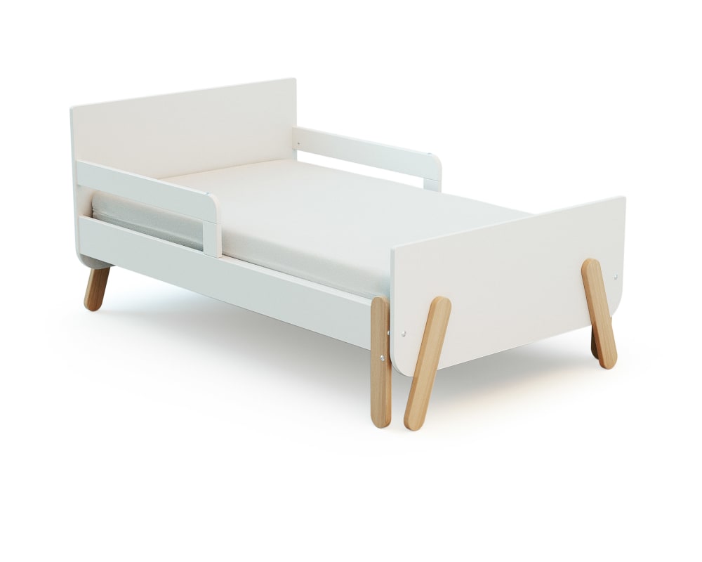 Lit enfant extensible en bois 80x140-165-190 avec matelas - blanc (Jurababy) - Image 2