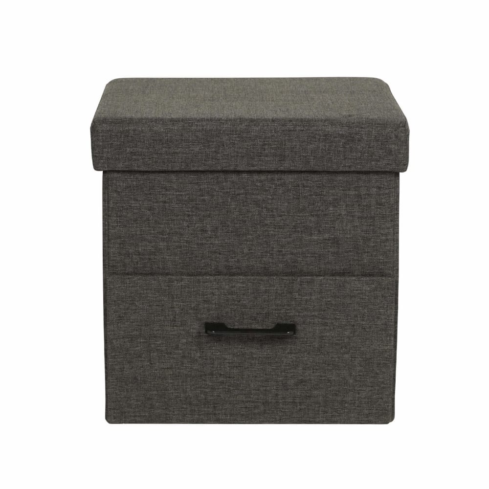 Mobili Rebecca Sitzhocker mit stauraum schublade aus kunstleder dunkelgrau 40x40x40 - Pvc - Polyvinlychlorid