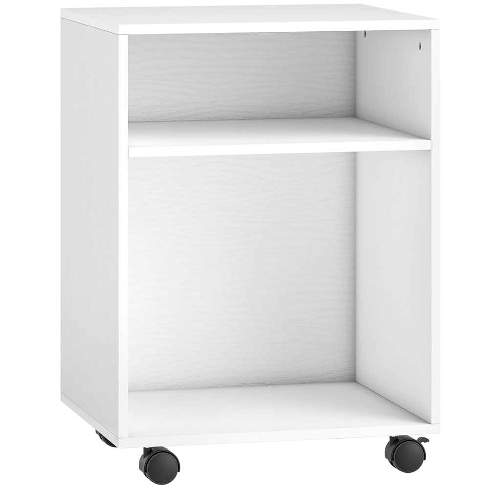 Support d'imprimante sur roulettes 2 étagères panneau particules blanc Support d'imprimante sur roulettes 2 étagères panneau particules blanc
