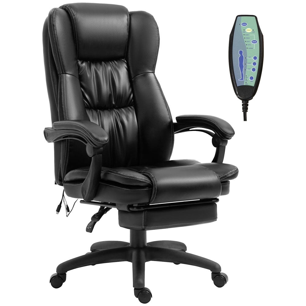 Fauteuil de bureau massant dossier inclinable polyuréthane noir