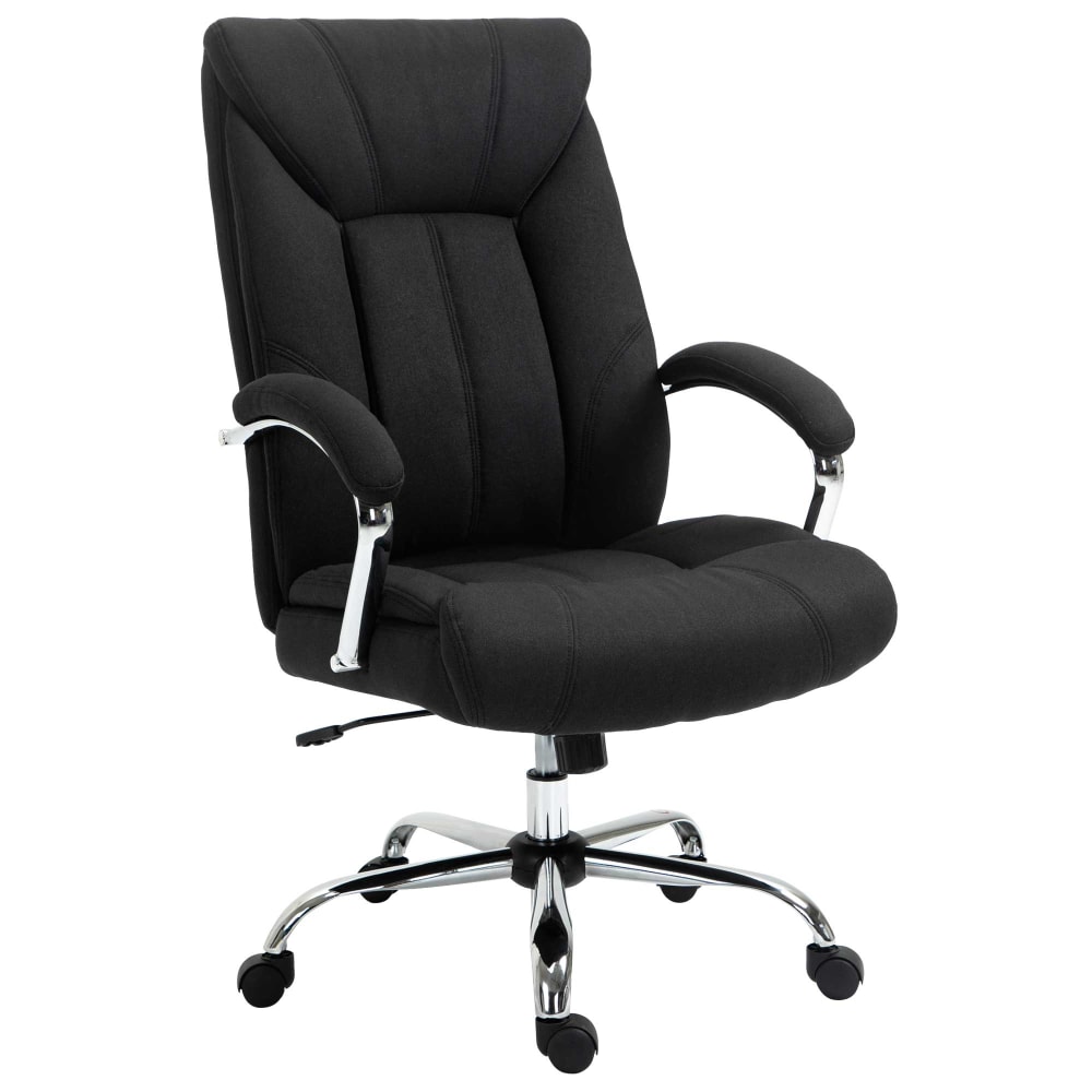 Fauteuil de bureau hauteur réglable dossier haut tissu en lin noir