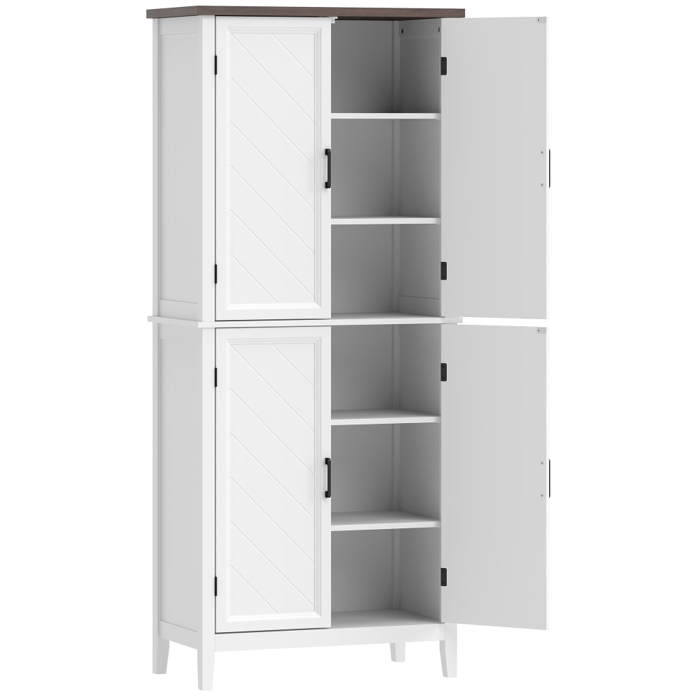 Armoire de cuisine 4 portes étagères réglables MDF blanc