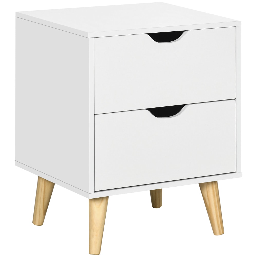 Chevet design scandinave 2 tiroirs bois pin panneaux blanc