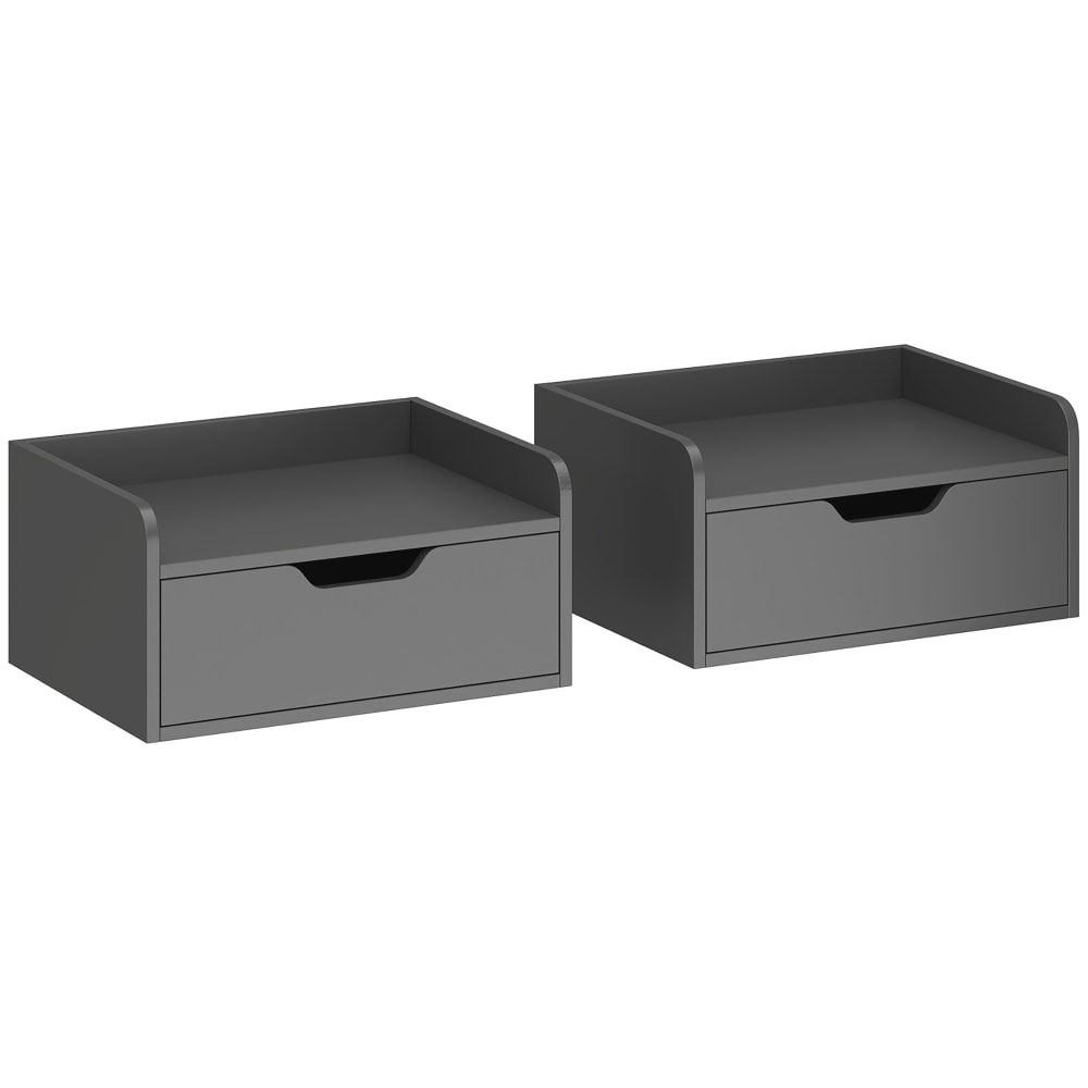 Tables de chevet murales tiroir coulissant bois noir