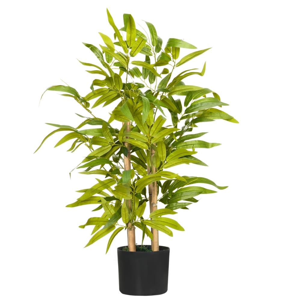 Bambou artificiel h.60 cm feuilles denses réalistes lichen pot inclus