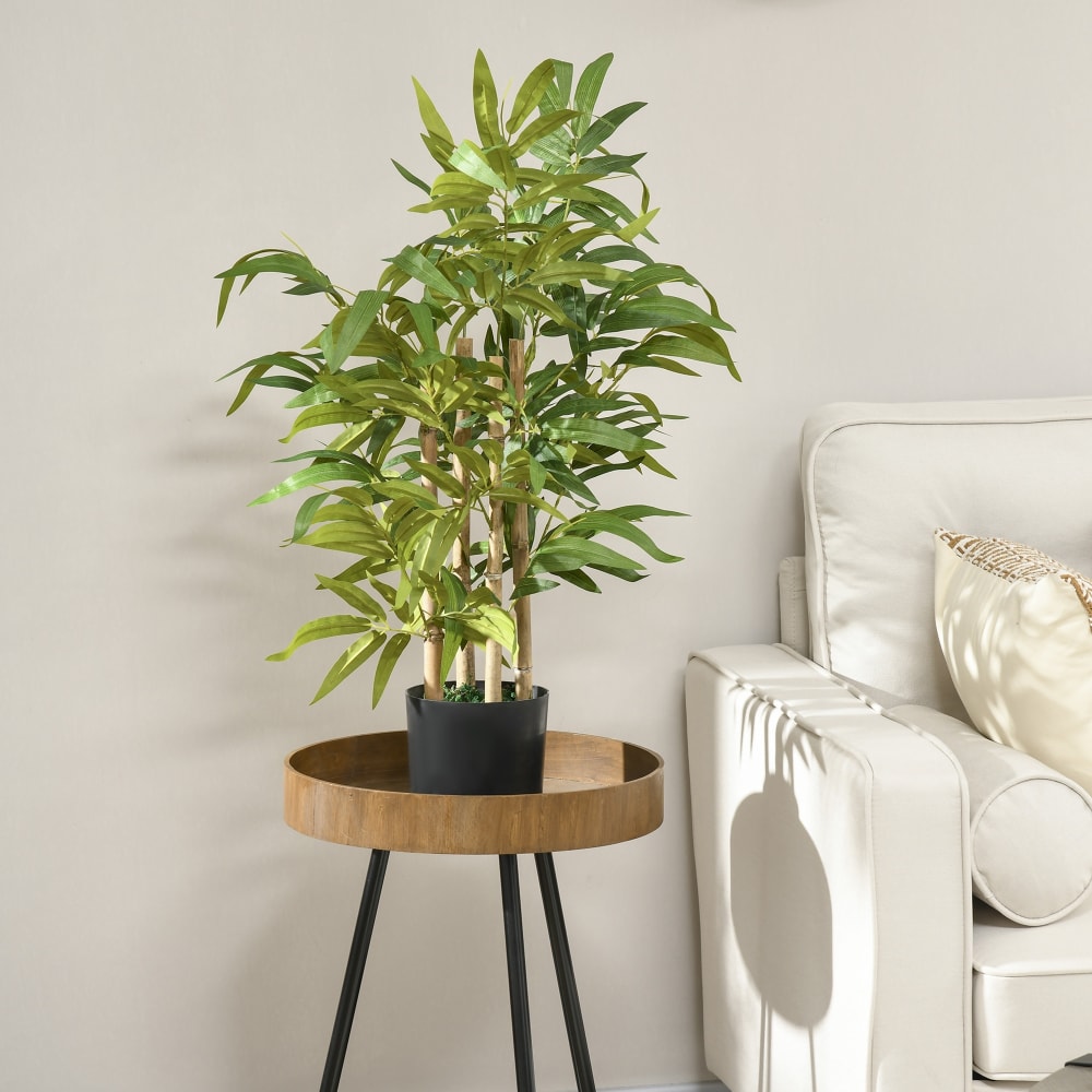 Bambou artificiel h.60 cm feuilles denses réalistes lichen pot inclus — vue 3