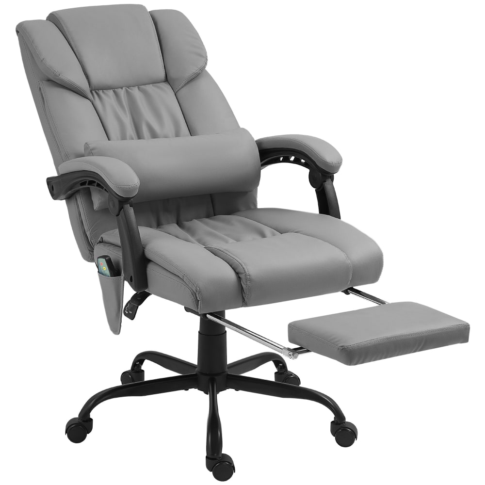 Fauteuil de bureau direction massant inclinable repose-pied gris