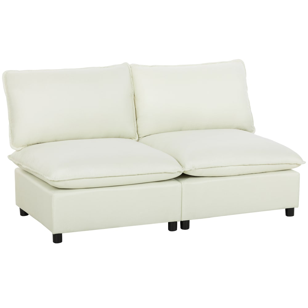Canapé 2 places modulable sans accoudoirs avec assise large lin crème