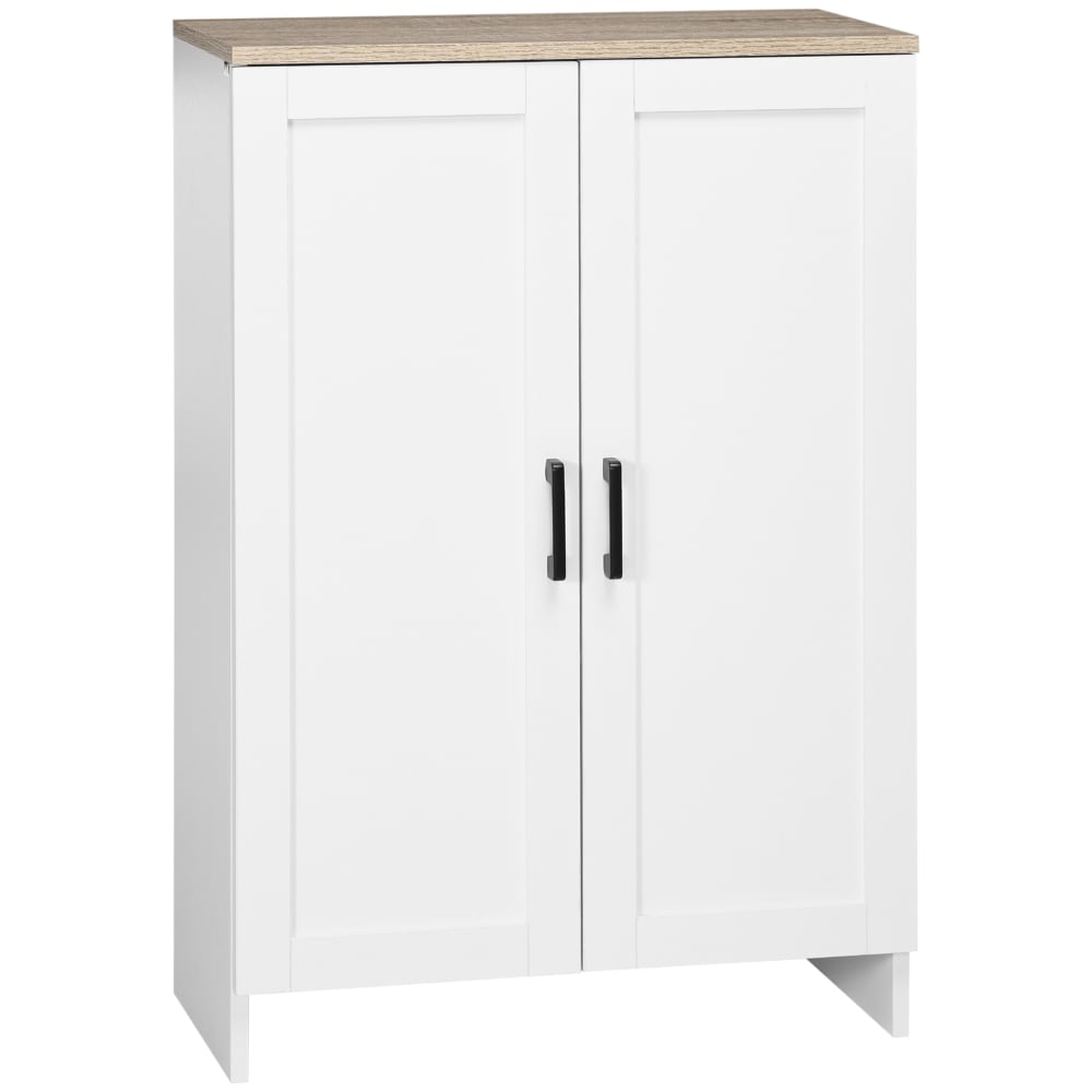 Buffet double porte et étagères réglables panneau de particules blanc
