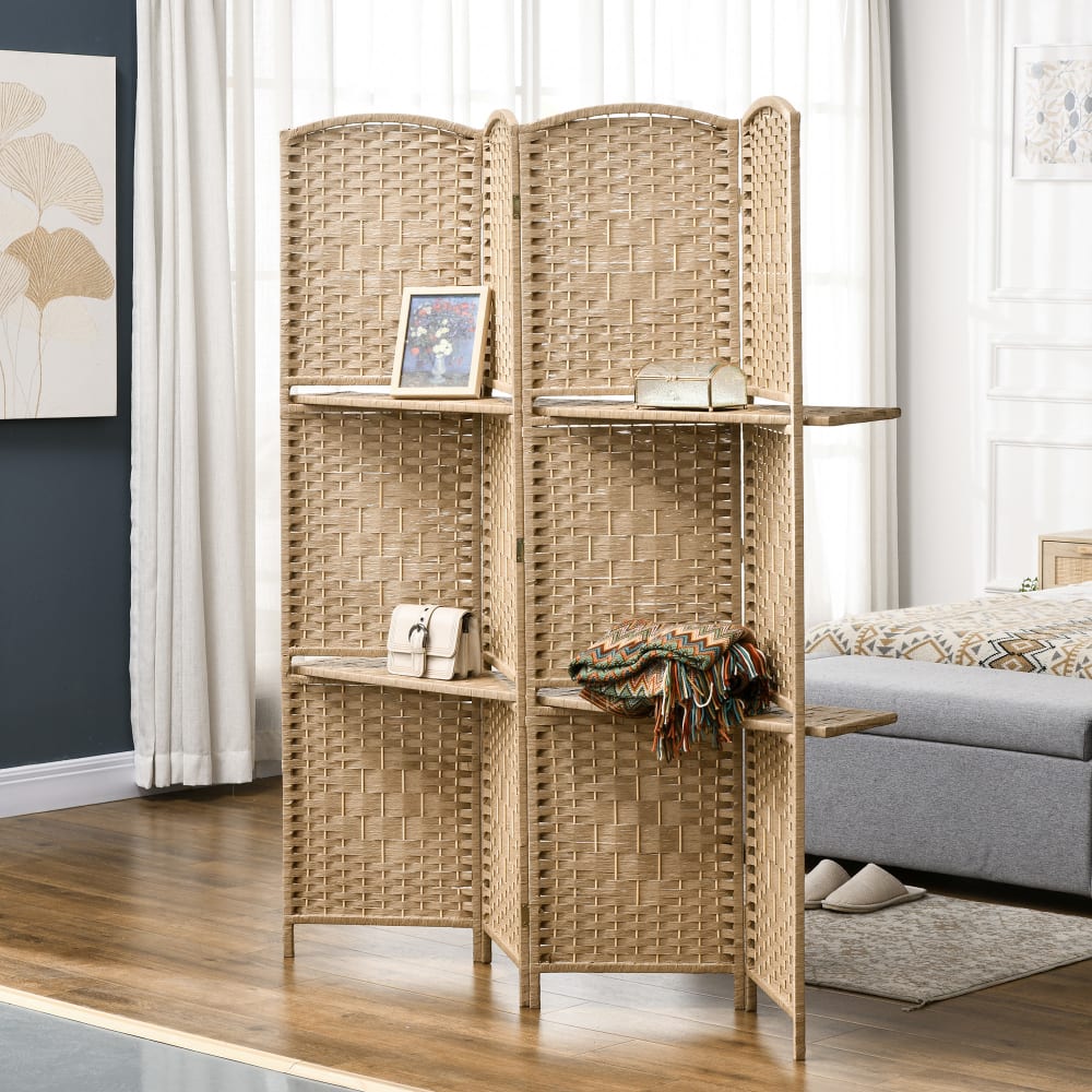 Paravent séparateur pliable bois naturel — vue 3