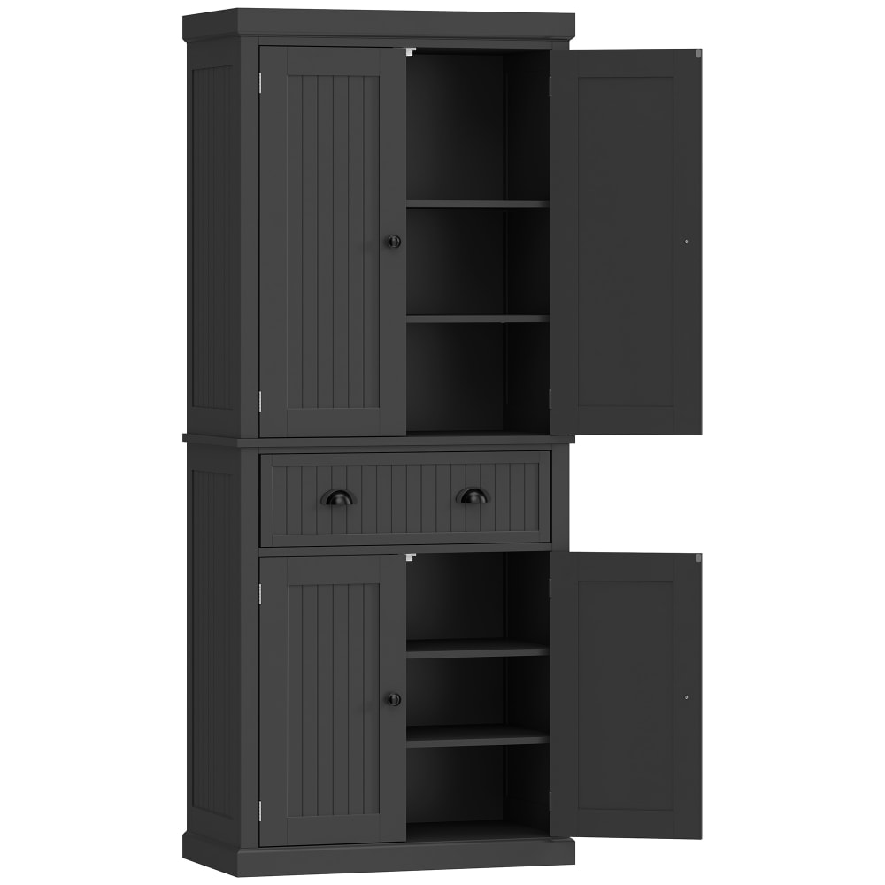 Armoire de cuisine 4 portes tiroir étagères réglables bois noir