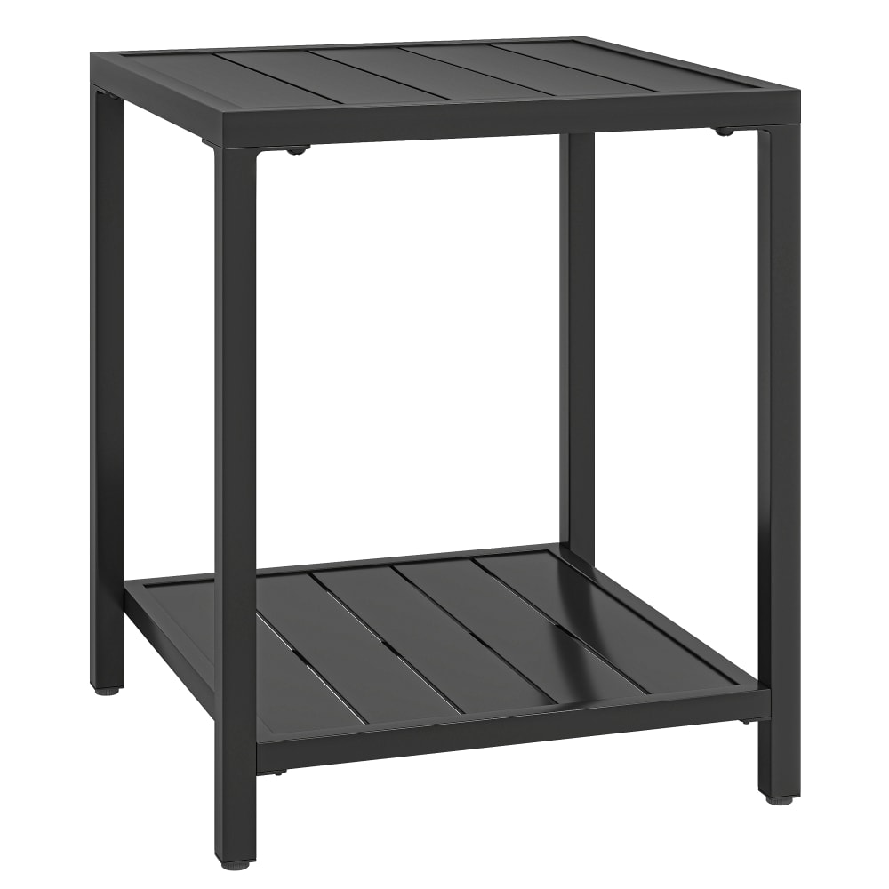 Table basse extérieure carrée 2 niveaux métal noir