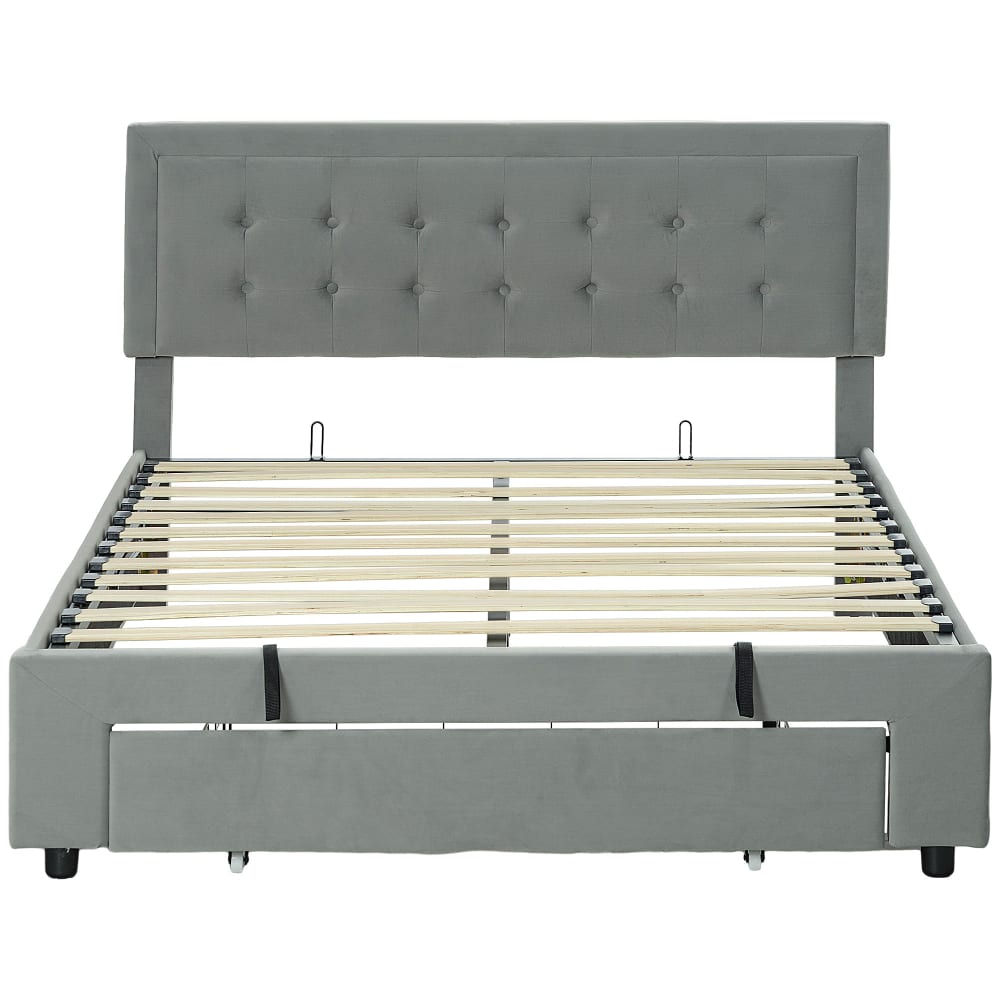 Cadre de lit double levage de gaz bois gris