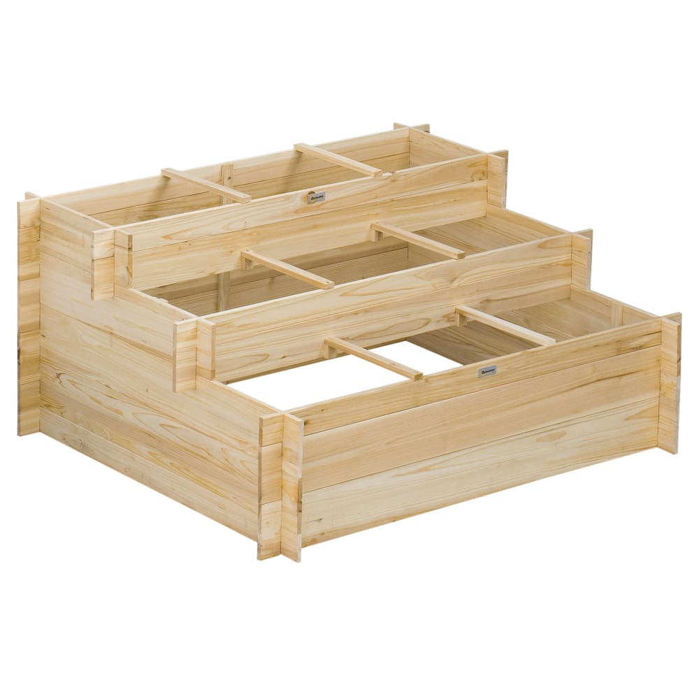 Jardinière sur pieds 3 niveaux carré bois sapin bois naturel