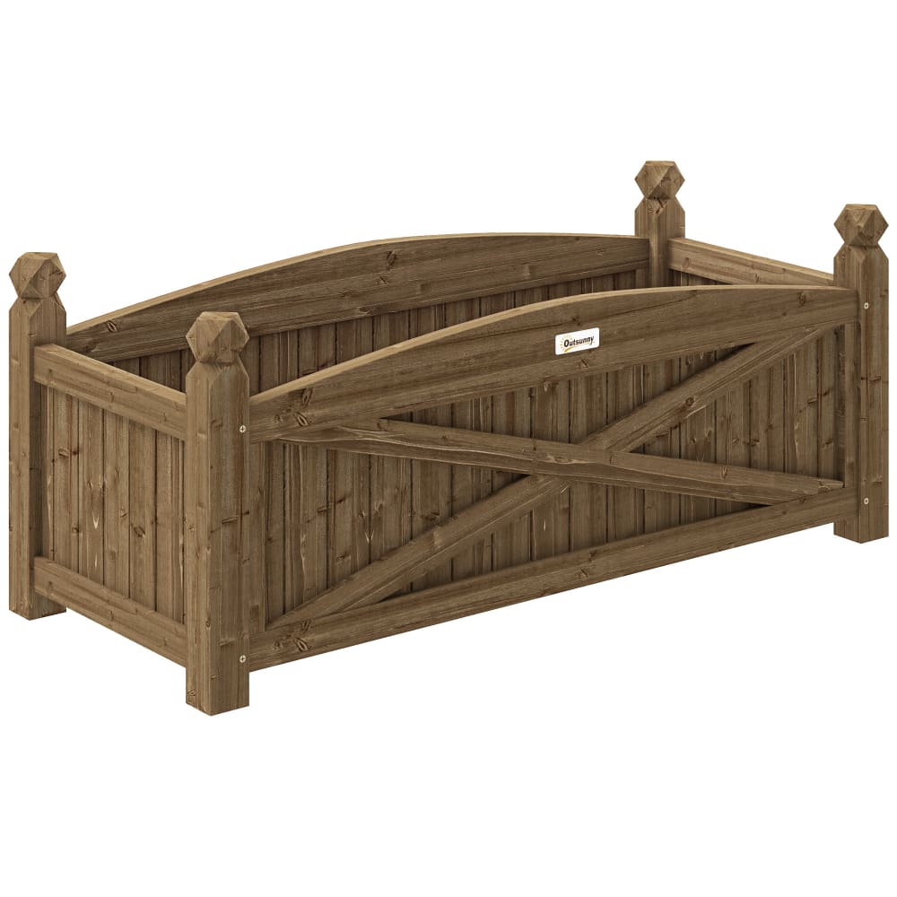 Jardinière en bois carré potager extérieur bois marron foncé