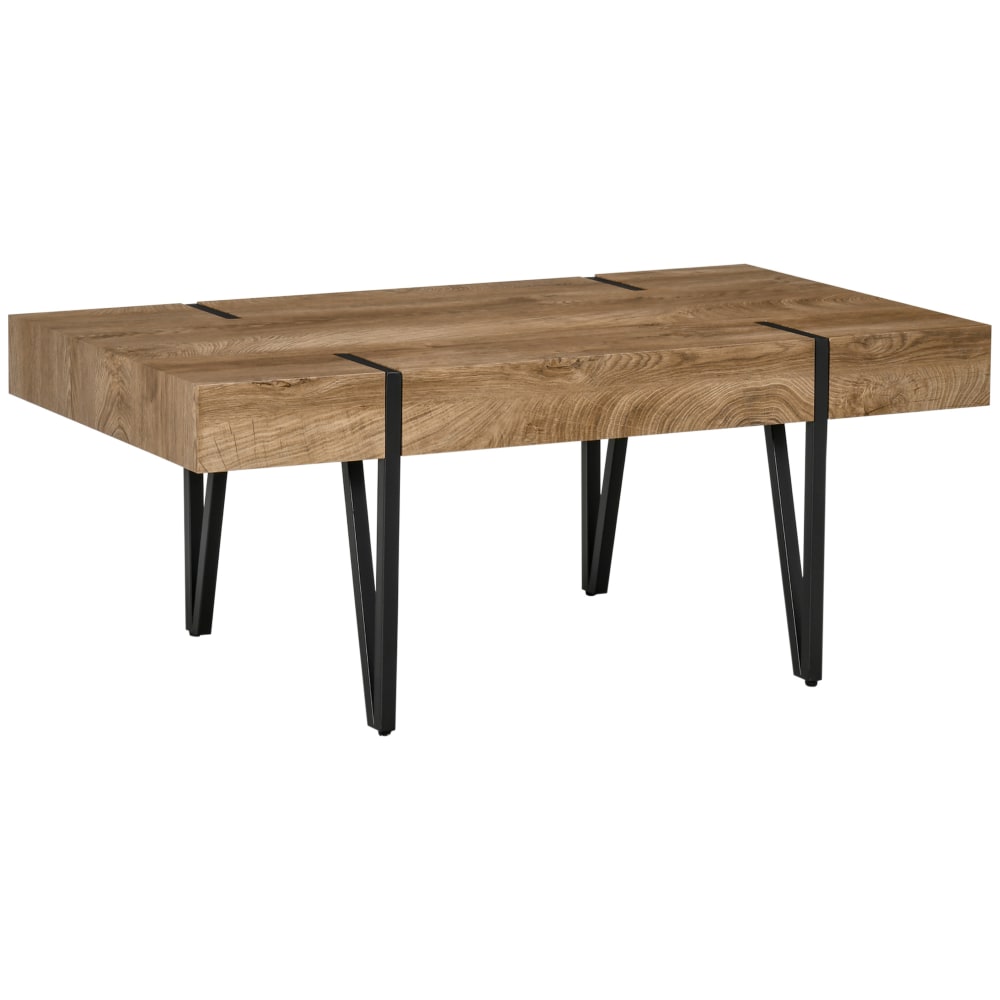 Table basse style industriel métal noir aspect ancien bastaing bois