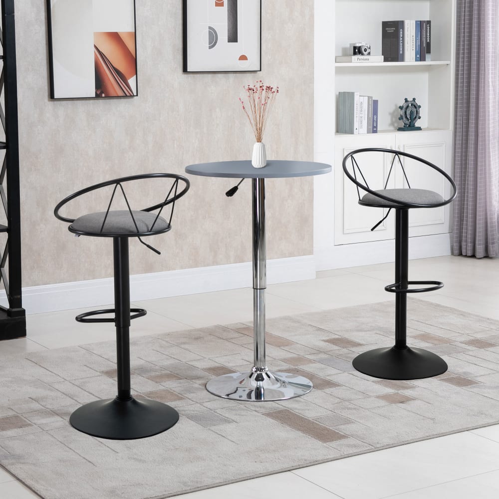 Lot de 2 tabourets de bar style néo-rétro gris noir