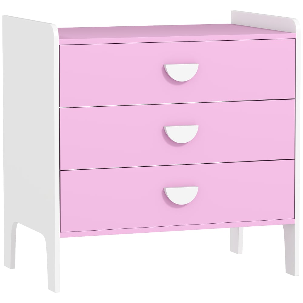 Commode pour enfants 3 tiroirs en MDF rose