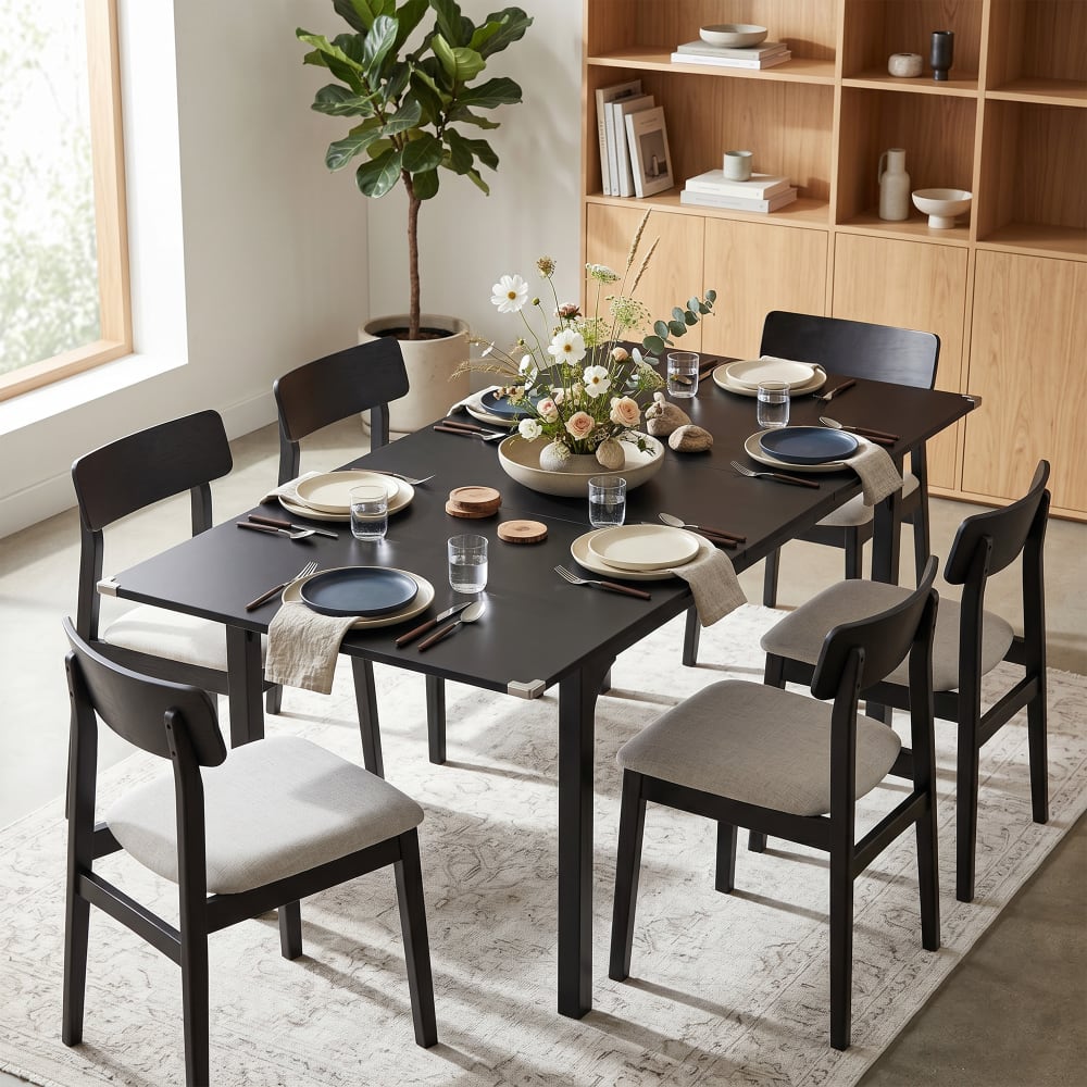 Table cuisine extensible rectangulaire acier noir