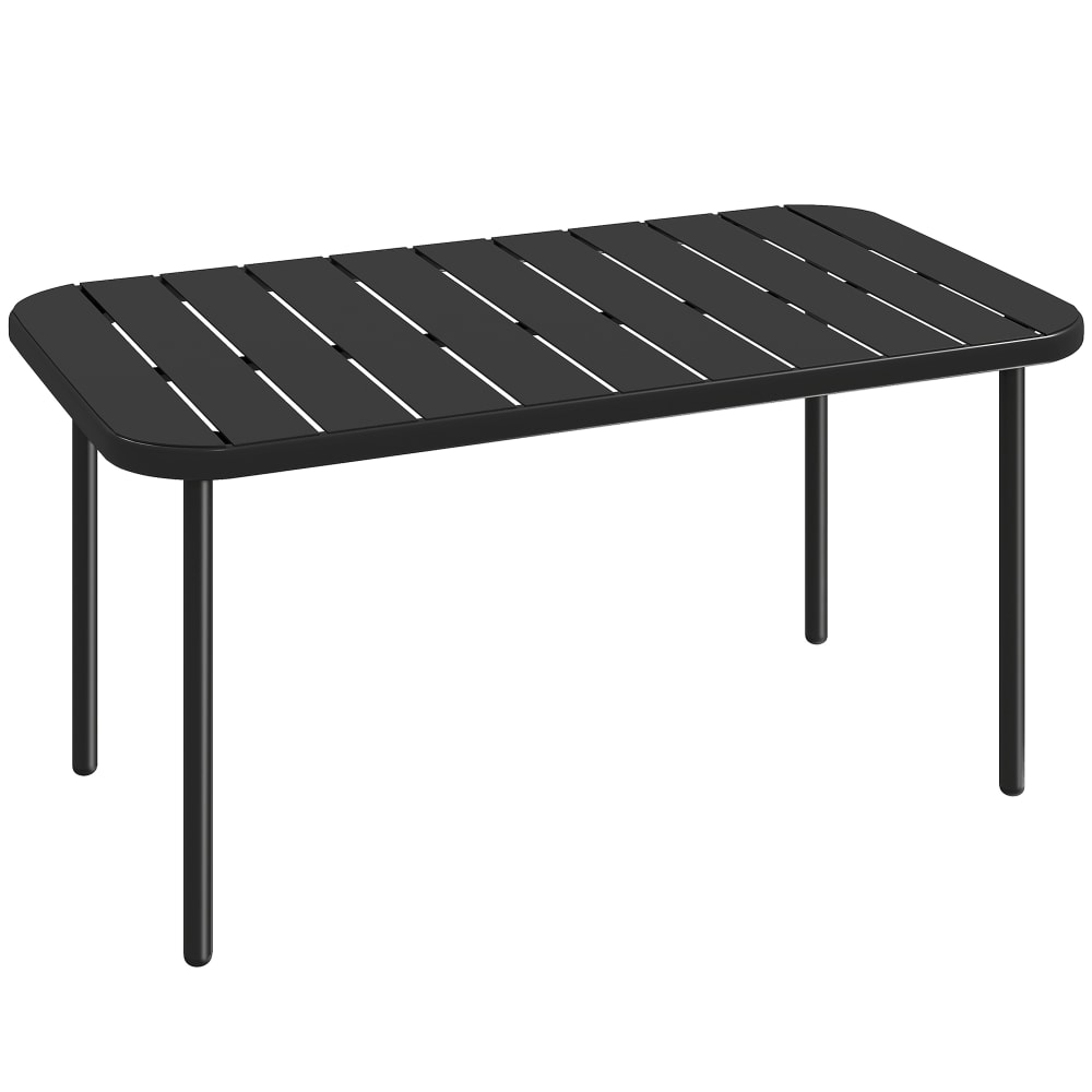 Table basse de jardin rectangulaire plateau lattes métal noir
