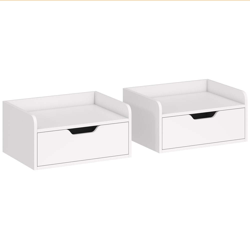 Tables de chevet murales tiroir coulissant bois blanc