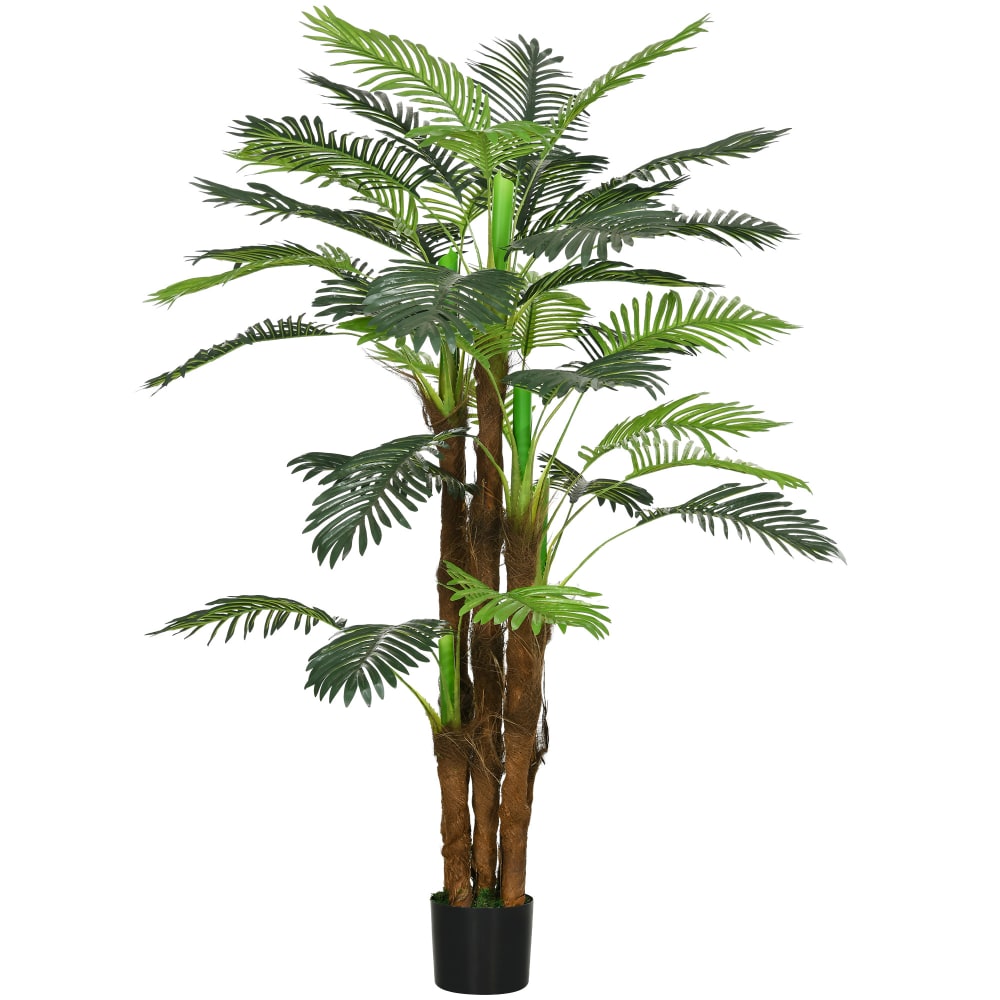 Palmier artificiel tronc branches lichen feuilles vert pot inclus — Beyit