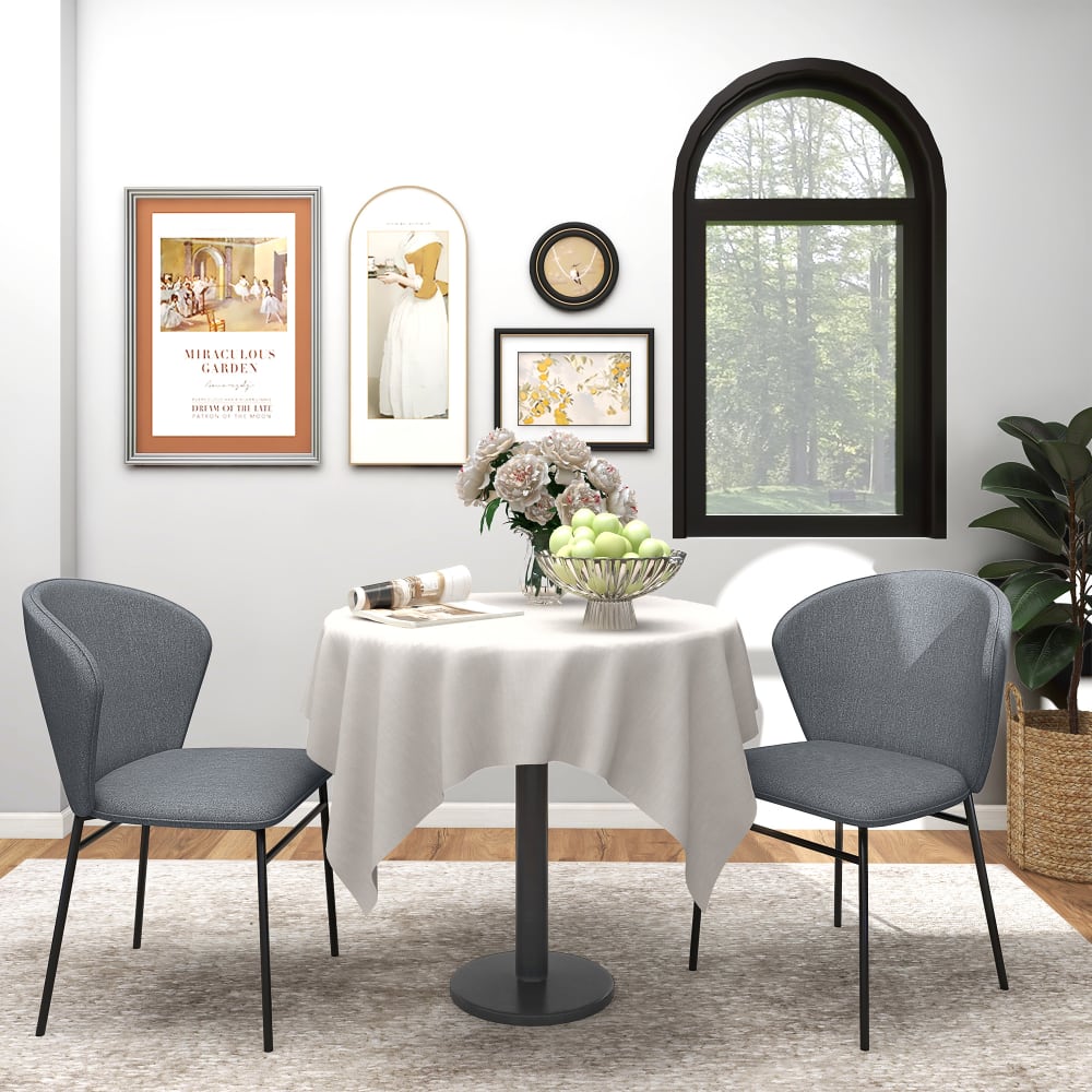 Chaise de salle à manger assise rembourrée tissu gris