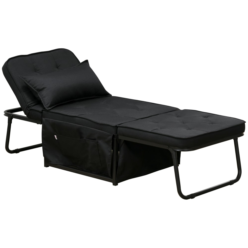 Fauteuil convertible 1 place dossier inclinable coussin amovible noir