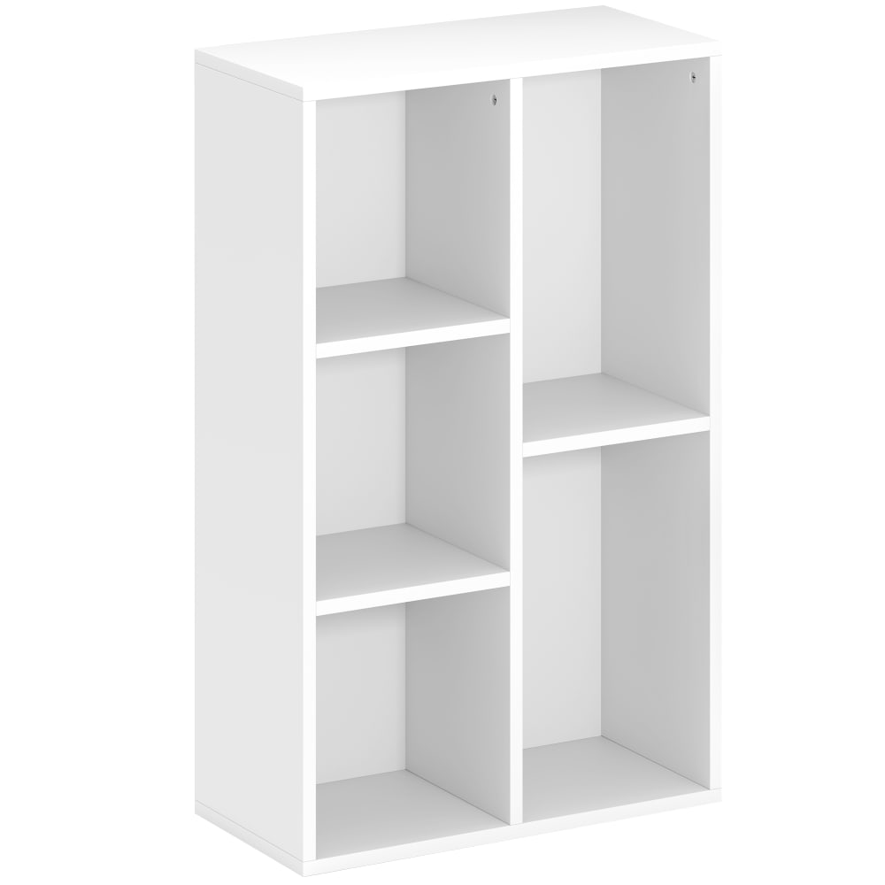 Bibliothèque étagère meuble rangement 5 compartiments blanc