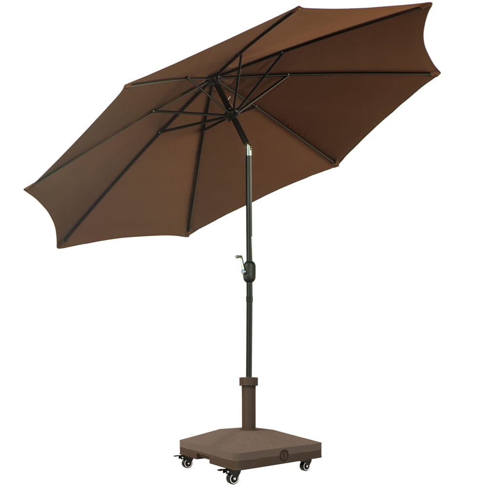 Lot de parasol de jardin et pied de parasol HDPE chocolat marron