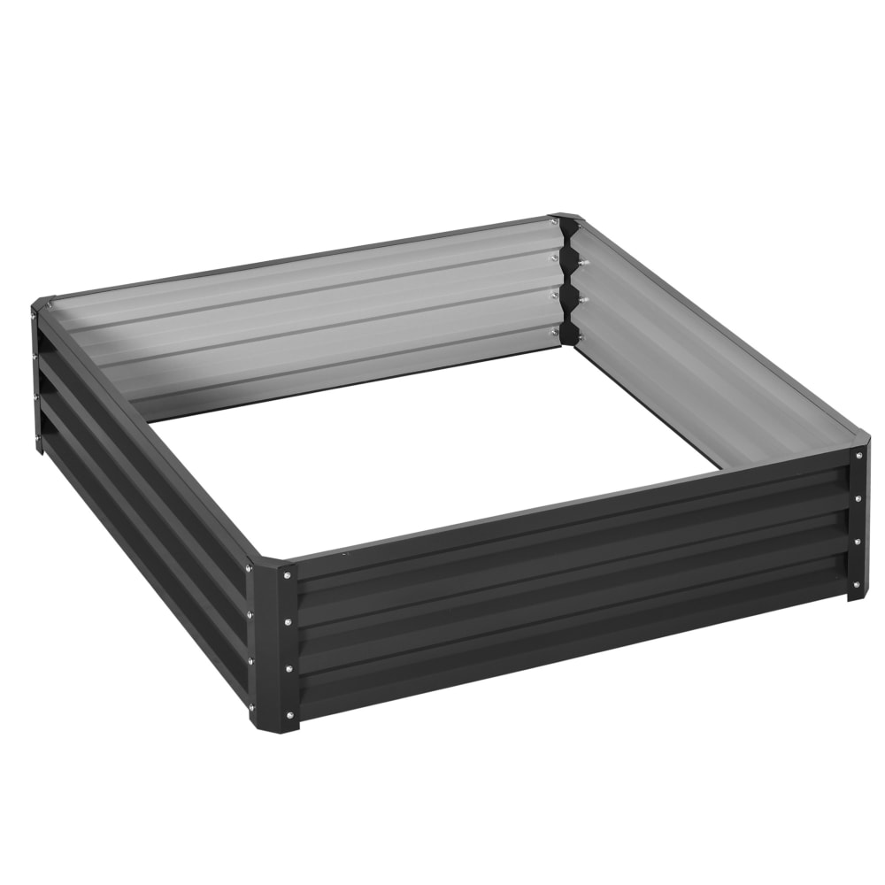 Carré potager de jardin 120x120x30 cm acier galvanisé gris
