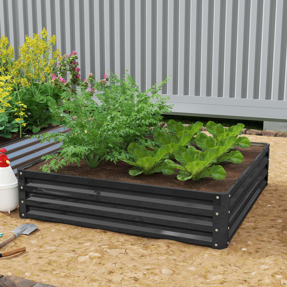 Carré potager de jardin 120x120x30 cm acier galvanisé gris — vue 3
