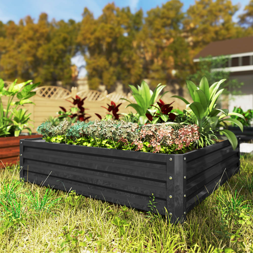 Carré potager de jardin 120x120x30 cm acier galvanisé gris — vue 4