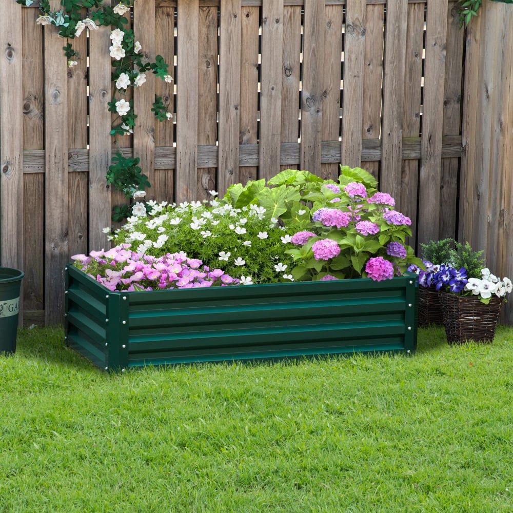 Carré potager jardin 120x60x305cm acier galvanisé vert foncé — vue 4