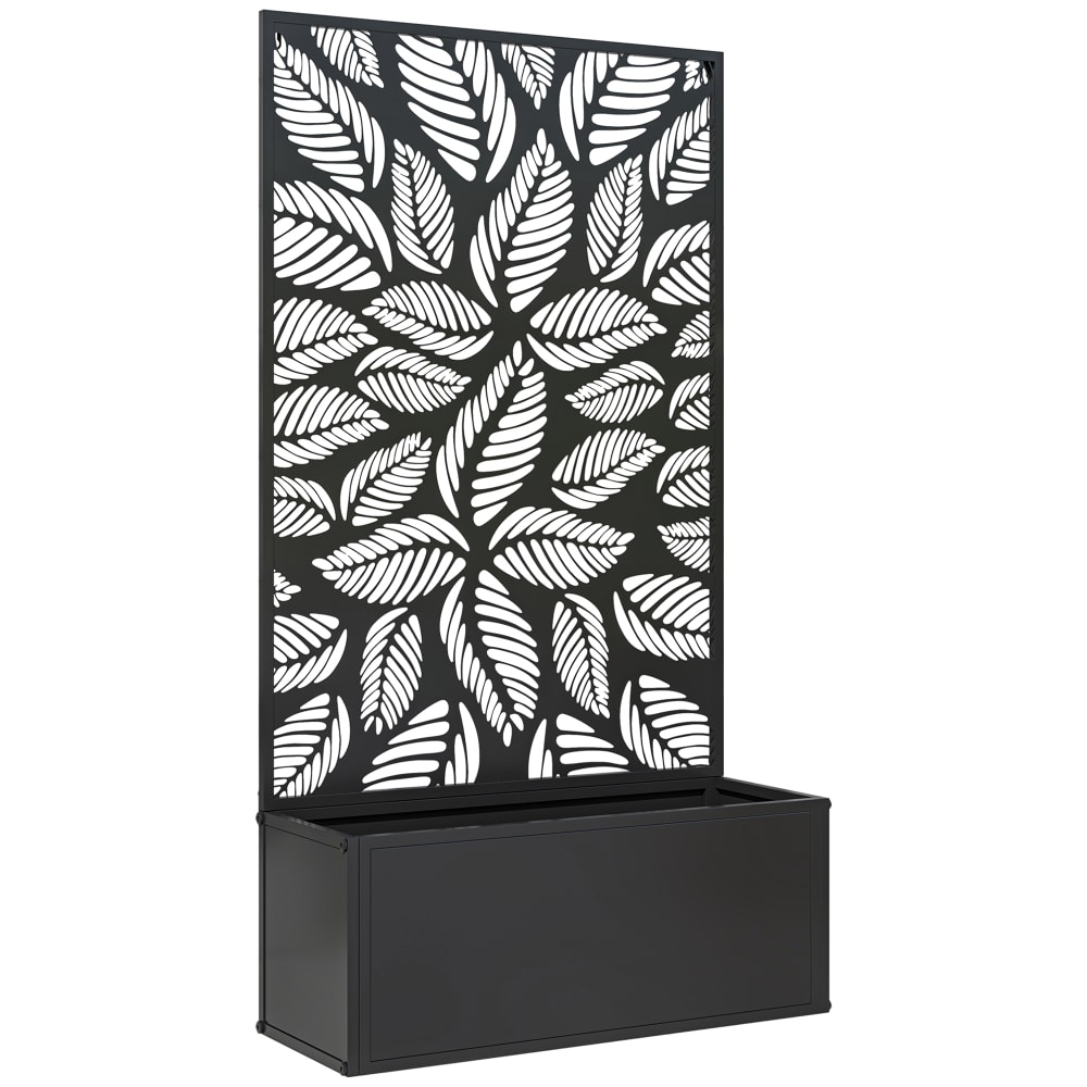 Jardinière avec treillis en métal noir