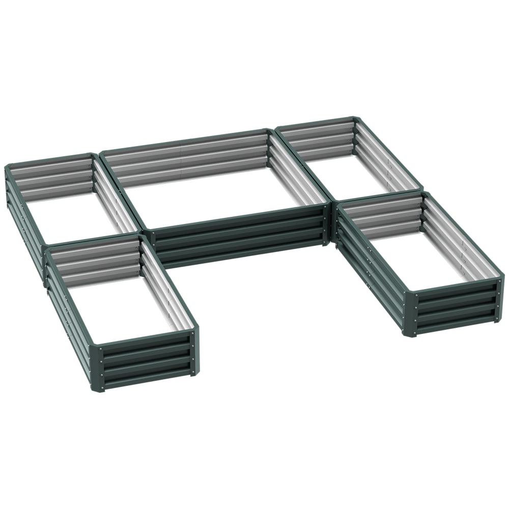Jardinière carré potager modulable ensemble 5 en acier vert — vue 3