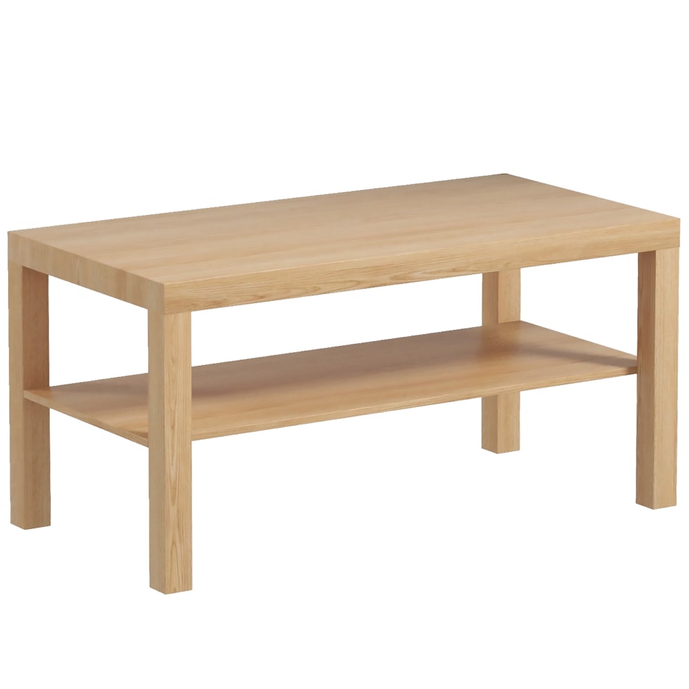 Table basse de salon 2 niveaux avec étagère MDF bois naturel
