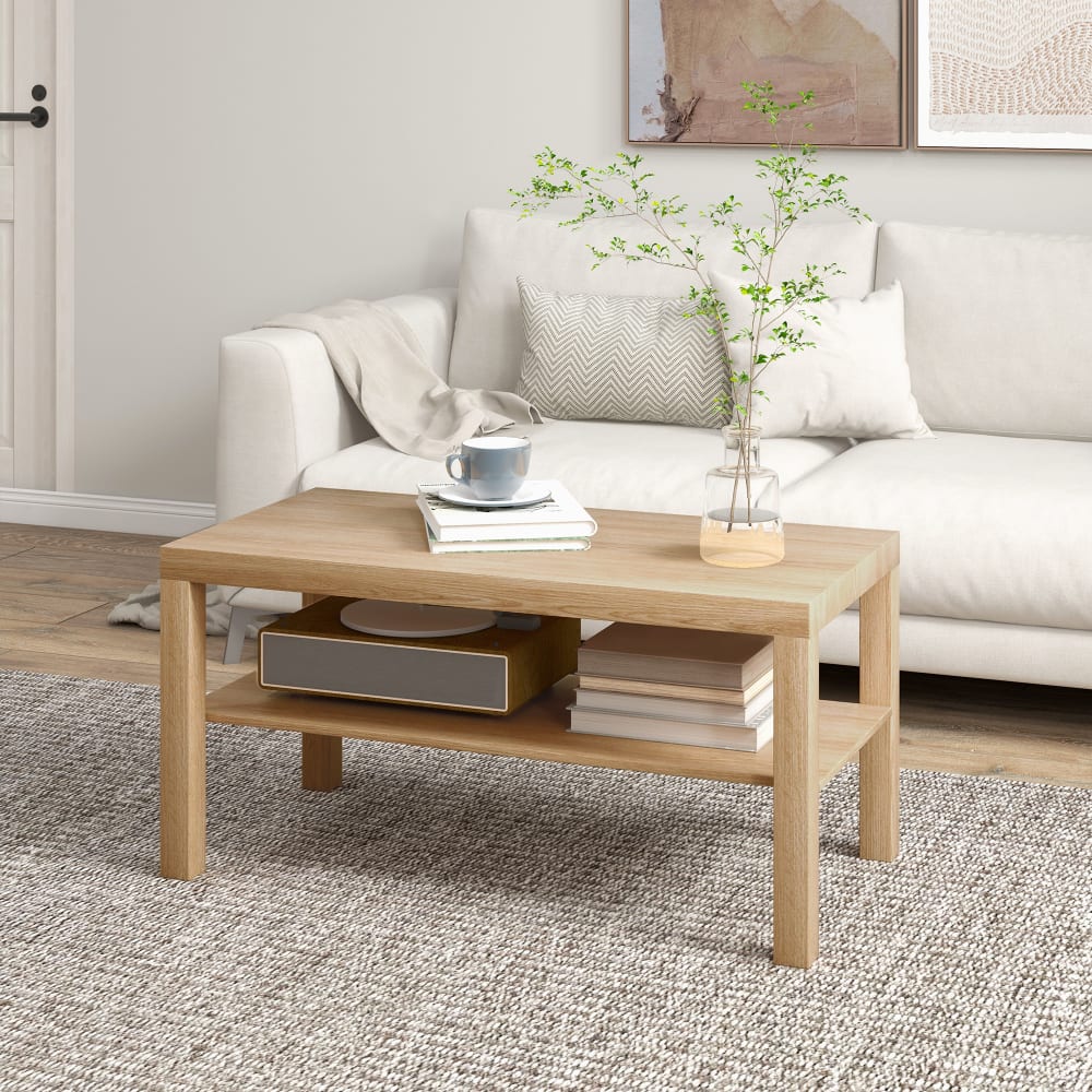 Couchtisch 2 Ebenen mit Ablage, MDF, Naturholz - Maisons Du Monde