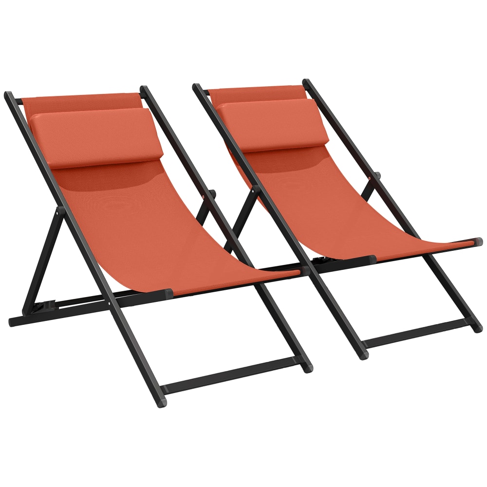 Bain de soleil pliante en textilène rouge brique