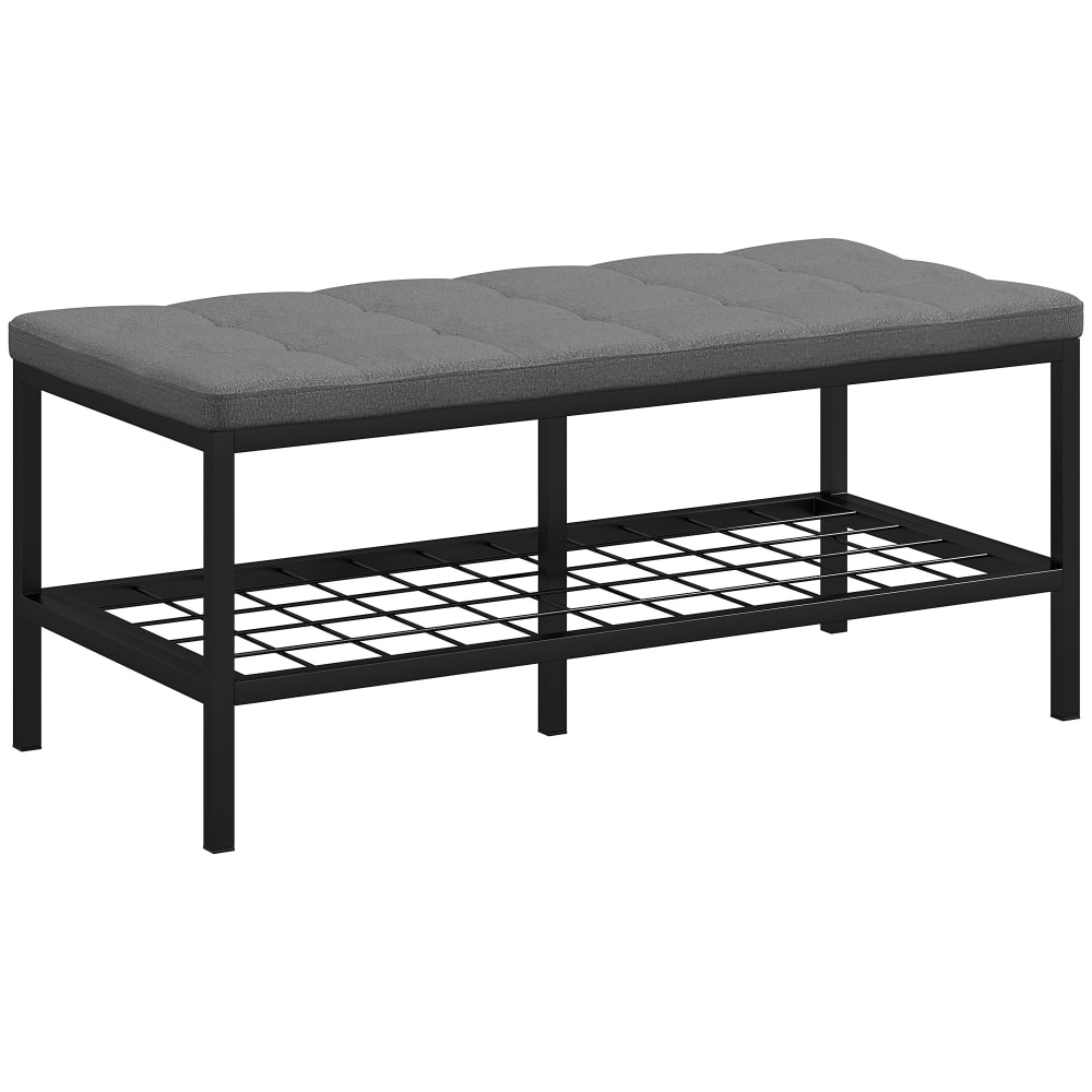 Banc à chaussures avec coussin rembourré gris