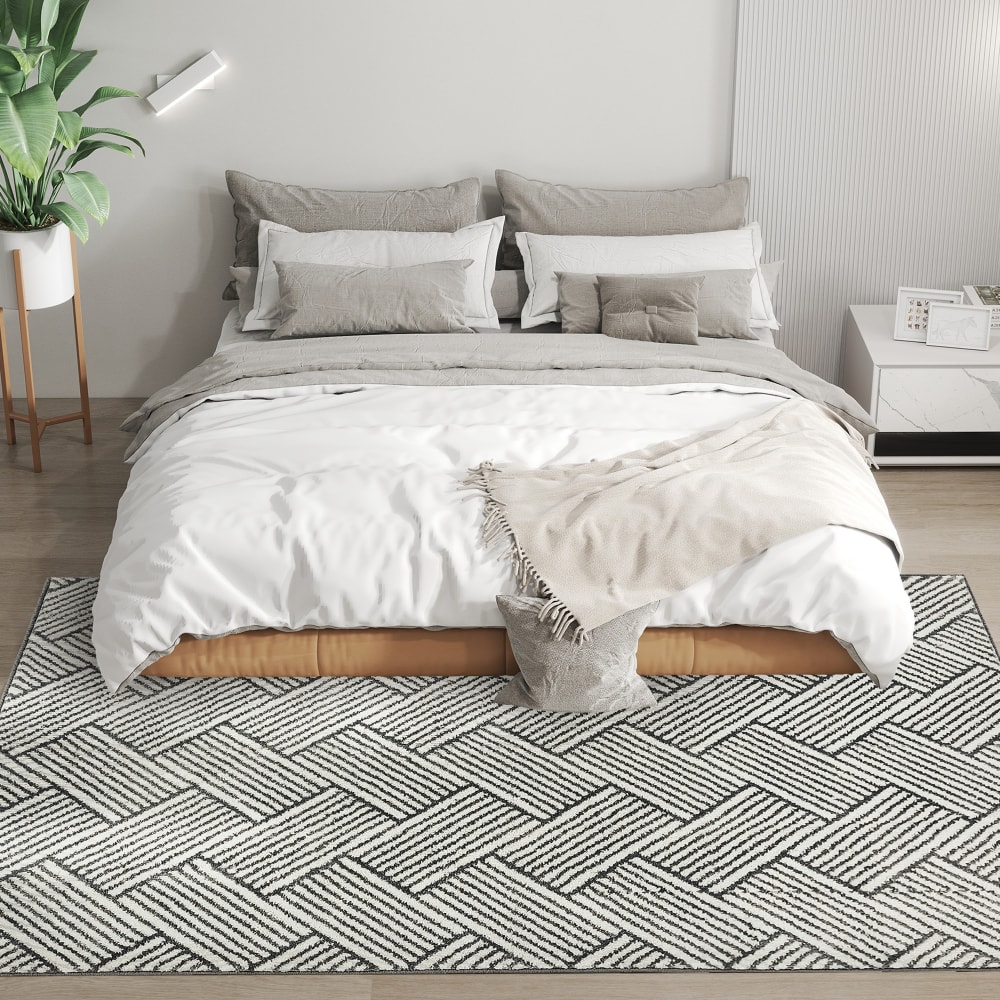 Tapis salon 200 x 140 cm lavable en machine hypoallergénique gris — vue 4