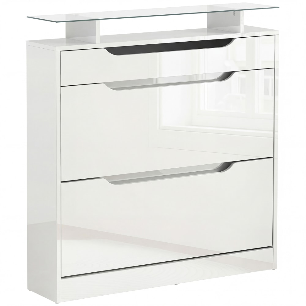 Meuble à chaussures style contemporain 89 x 23 x 96 cm blanc