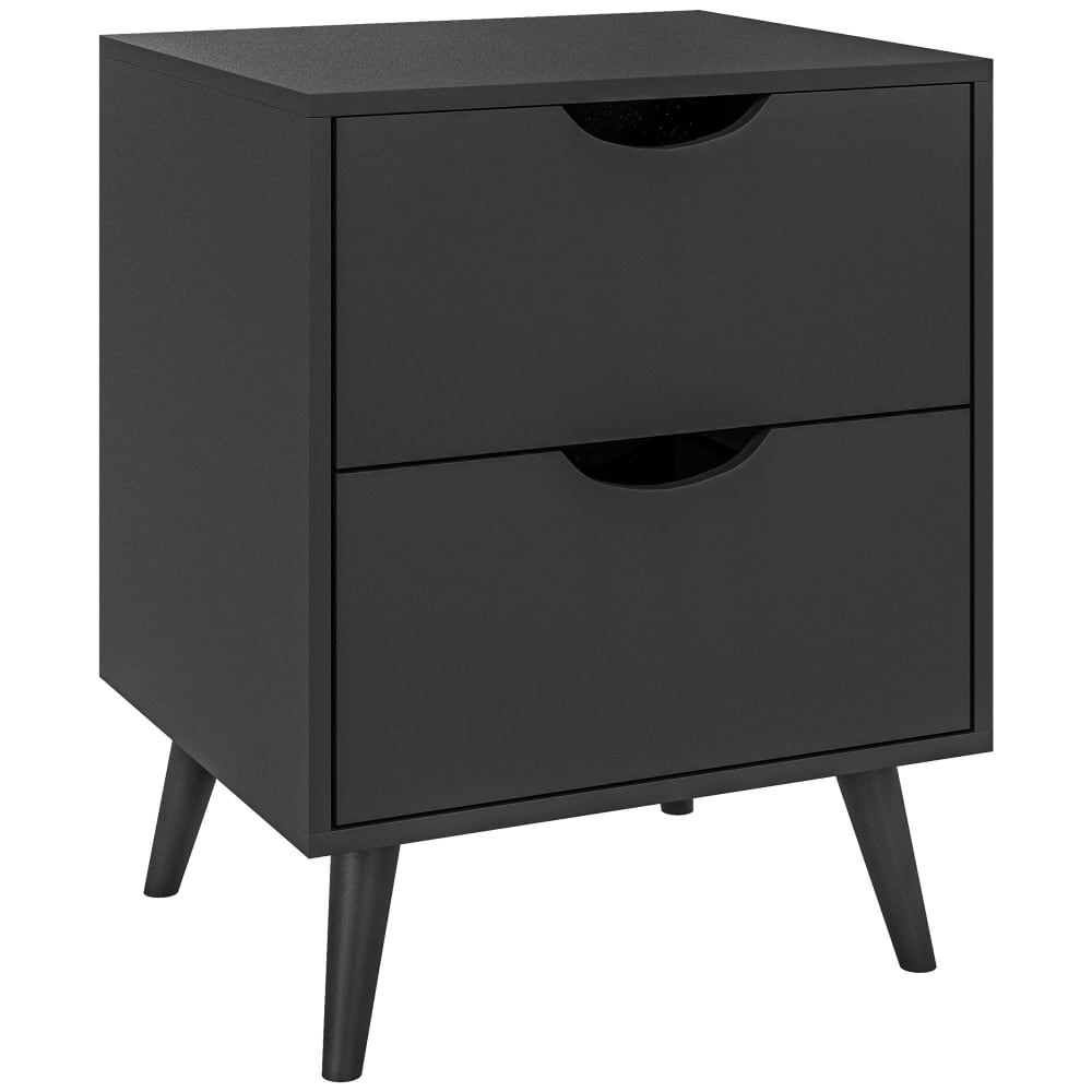Table de chevet 2 tiroirs design scandinave noir
