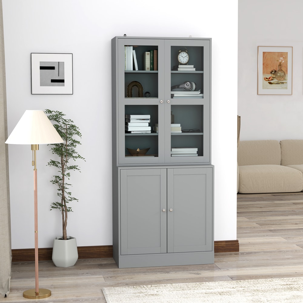 Vitrinenregal 6 Ebenen, verstellbar, MDF, Grau - Maisons Du Monde