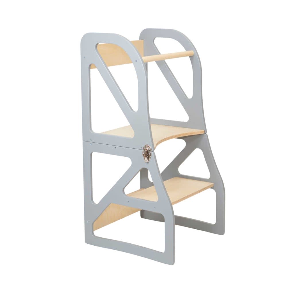 Leg&go Montessori-Lernturm 2-in-1 aus Sperrholz Grau